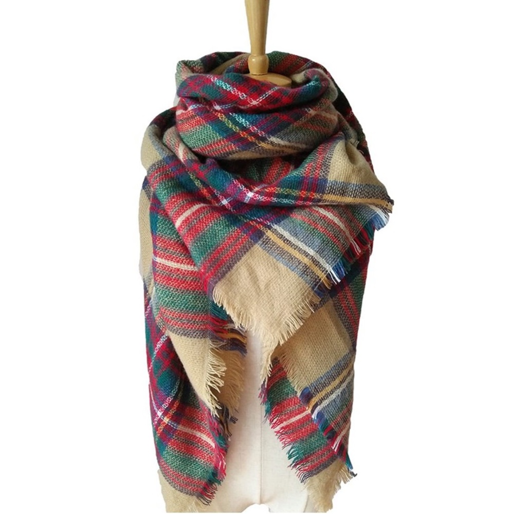 Stylish Plaid Blanket Wrap Scarf